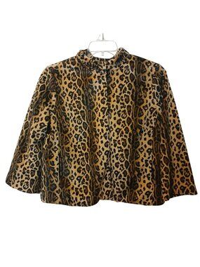 VTG Jaclyn Smith Leopard Print Jacket M Polyester Lined 3 Snap Open Front #L-51